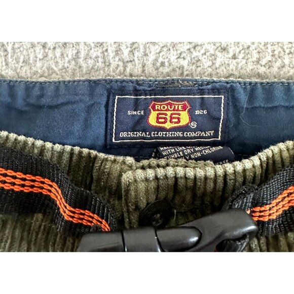 VTG Y2K Route 66 Corduroy Pants 34 x 30 Baggy Wide Leg Olive Green Cords Skater - Picture 6 of 16